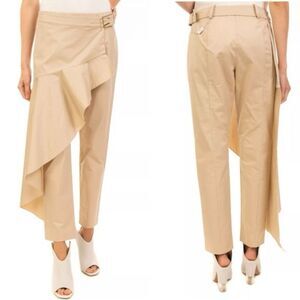 Patrizia Pepe Beige Asymmetrical Ruffle Pants size IT 42/ us 8 EUC